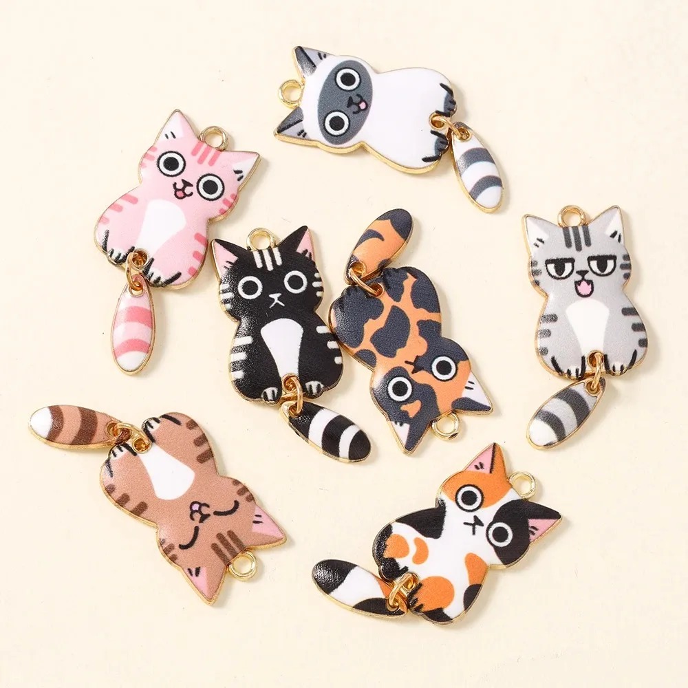10Pcs 16×39mm Cute Cartoon Cat - огляд і ціна Resin Craft Projects